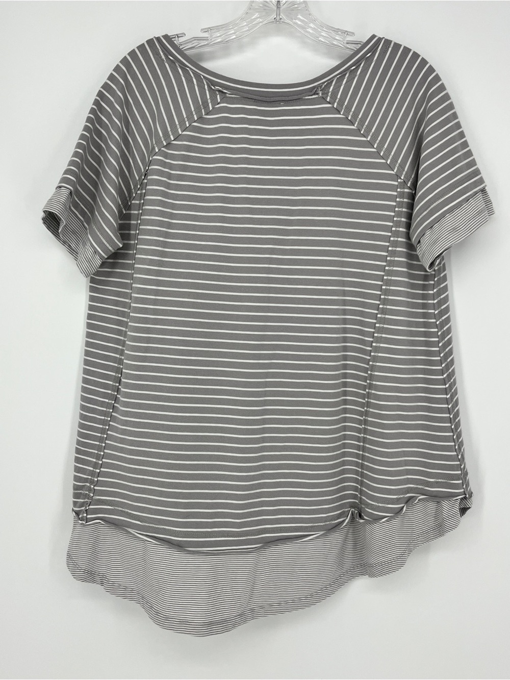 Umgee Gray Striped Blouse Small Oversized Cotton Shirt V Neck Tunic Style - Picture 5 of 6